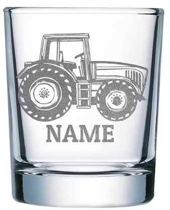 elbedruck® 4er Set Schnapsgläser Traktor 40ml mit persönlicher Gravur Wunschtext Gravur Shotgläser Schnapsglas (Shot-4er-Klassisch)