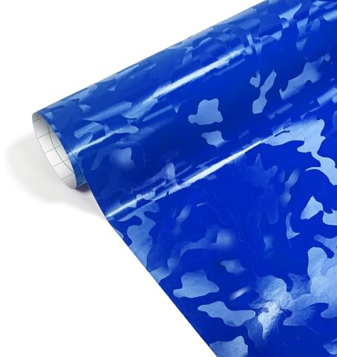 CompraFun Pellicola Wrapping Auto, Pellicola Adesiva per Auto Camouflage in Vinile, Pellicola Carbonio Adesivi Auto Senza Bolle D'aria, Wrapping Pellicola per Decorare Auto/Moto/Bici(Blu, 30x150CM)