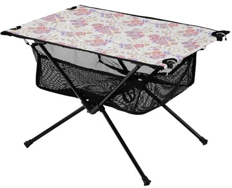 ZRWLUCKY Faltbarer Tabletttisch mit bunten Blumen, Vintage, Retro, Boho, Country, rechteckig, Oxford-Picknick-Tisch mit Tragetasche, für Outdoor, Küche, Picknick