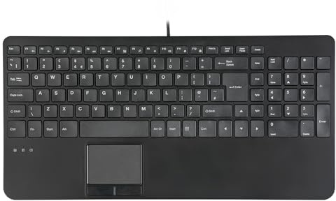 perixx Periboard-534 UK Kabelgebundene kompakte USB-Tastatur mit Touchpad, Scherentasten vom Typ X, 39,7 x 19,8 x 3 cm, 2 integrierte USB-Hubs und Nummernblock