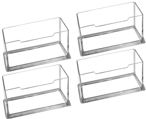 SinChic Soportes para Tarjetas de Vista,4 Pack Transparente Organizador de Tarjetas de Plástico Acrílico Tarjeta de Visita Soporte Portatarjetas para Escritorio Organizador Oficina 103*43MM