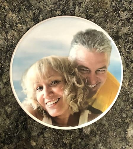 Foto commemorativa rotonda in ceramica personalizzata da 12,7 cm per lapide - Cornice per lapide impermeabile, ritratto funebre personalizzato, cammeo in porcellana per tomba