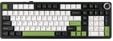 MechLands Aula F99 PRO 96% Mechanische Gaming Tastatur, BT5.0/USB-C/2.4GHz Wireless, Hot Swappable Gasket Custom Keyboard mit 8000mAH Batterie, Drehknopf, RGB für Win/Mac, QWERTY (Schwarz Grün)