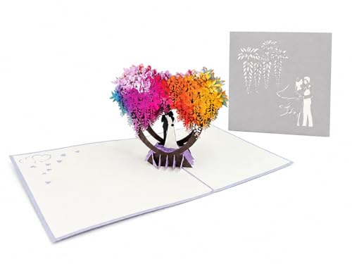 REMOtech 3D-Hochzeitskarte, Pop-Up-3D-Hochzeitsgeschenk mit Umschlag, Geburtstagskarte, Valentinstagskarte, Karte für Hochzeitstag, Valentinstag