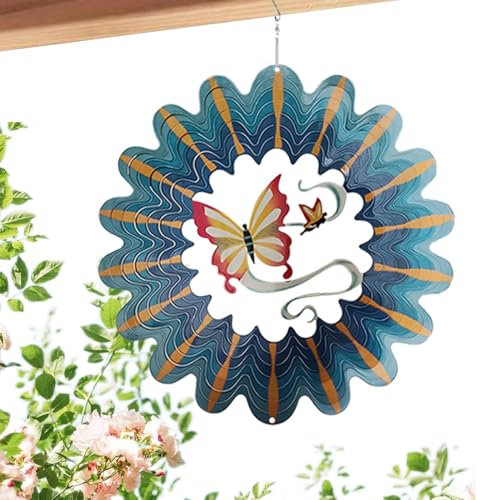 Hilanderos de Viento Mariposa de Metal,Hilanderos de Viento para Yardas Mariposa - Esculturas de Viento,Esculturas cinéticas de Viento de Metal colgables para decoración de balcón, Adornos de capta