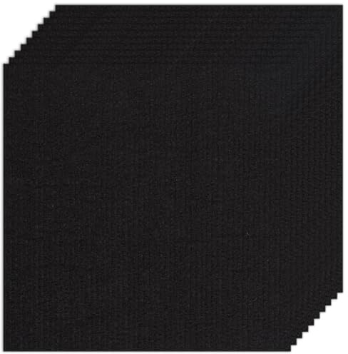 CREATCABIN 10 Stück Teppichfliesen Abziehen Aufkleben 12x12quadratische Teppichbodenfliesen rutschfeste Weich Gepolsterte Teppichfliesen Selbsthaftende Bodenmatte Für Heimwerker Bodenbeläge Schwarz
