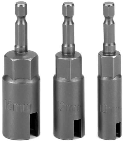 QWORK® 3 Stück Steckschlüssel Set, Power Flügelmutter Treiber, CR-V Stahl, 1/4-Zoll-Sechskantschaft,10 mm, 12 mm, 16 mm