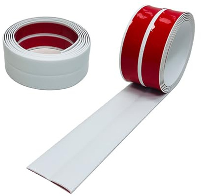 Rodapié suave, perfil angular de PVC de 3 m, de plástico autoadhesivo, para cocina y baño, tira de acabado autoadhesiva, tira flexible para juntas (blanco, 20 x 20 mm)