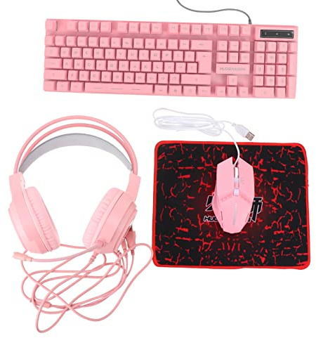 HOMSFOU 1juego Teclado Ratón y Auriculares Gaming RGB Ordenador para Jugadores y Entusiastas De Videojuegos