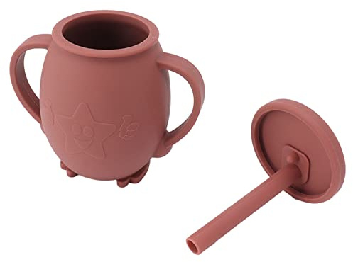 ZJchao Silicone Straw Cup, Sippy Cups 230ml Toddler Open Cup Trainer Silicone Sippy Cup Straw Sippy Cup with Straw Lid Non Slip Handles for Toddler Infant (#7)