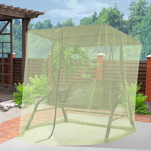 OKYUK Moskitonetz für Terrasse, Veranda, Schaukelnetz, Outdoor-Mesh-Bildschirm mit Reißverschluss, wasserdichtes Zelt (grün, 155 x 125 x 205 cm)