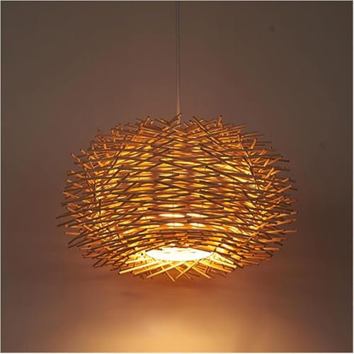 Lustre, Lustres LED Asie du sud-est Fait à la Main Tissage rotin Lustre nid d'oiseau Luminaria Lustre Design luminaires Chapeau de Paille Lampe LED Lustre Plafond(Dia50)