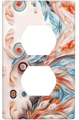 Phayah Placa de pared con patrón de follaje dúplex, tamaño estándar, policarbonato termoplástico, cubiertas de enchufe dobles