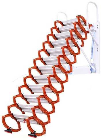 Scala Retrattile Scala telescopica elettrica, scala di sollevamento invisibile for soffitta, scala pieghevole a parete con corrimano for soffitta interna ed esterna Scala per soffitta(Oranje,3~3.5m)