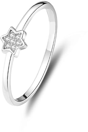 Stfery Stern Diamantring Platin, Stapelring Damen Echt Gold Gr.54