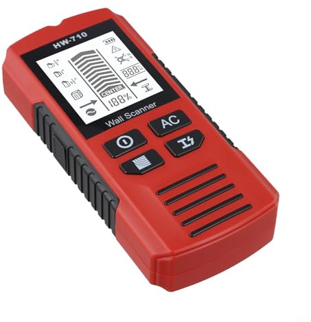 Desiumite Détecteur de métaux portable pour amélioration de la maison | Détecteur de fils pour bois, métal et AC avec écran LCD HD | Scanner mural non destructeur pour projets de bricolage (rouge)