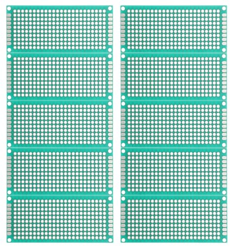 Angoily 10pcs Carte de Circuit PCB Double Face 3x7 Vert en Époxy et Fibre de Verre Espacement 2,54 Mm, Facile à Connecter et Fiable pour Projets DIY Électroniques