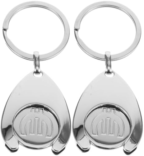 BESPORTBLE Lot de 2 Porte-clés pour Jetons de Caddie en Alliage de Zinc, Légers et Résistants, Pendentifs Métalliques Décoratifs pour Retrait Facile de Chariots de Supermarché, Accessoire