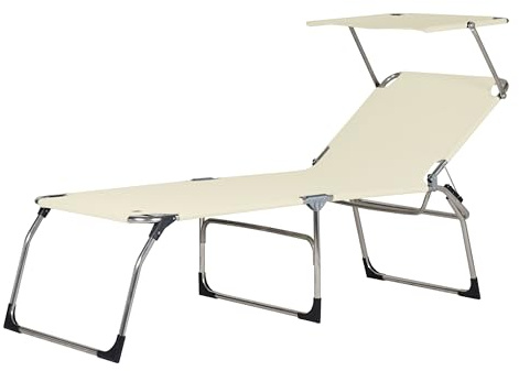 fiam - Sonnenliege AMIGO 40+ aus Aluminium mit Sonnendach Battyline beige Höhe 40 cm