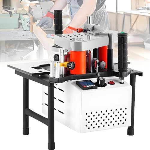 Máquina enchapadora de cantos portátil, para trabajos de carpintería, canteadora de cantos curvos y rectos, encolado por ambos lados, para proyectos de carpintería, ancho de 7 a 60 mm. Black-110V