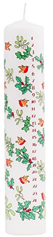 Alison Gardiner Weihnachts-Adventskerze Stechpalme und Efeu, Wachssäule, 50 Stunden Brenndauer