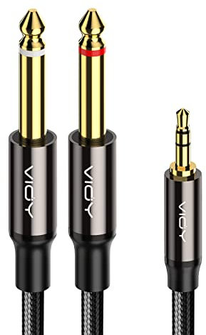 VIOY 6.35mm to 3.5mm Stereo Audio Cable 2M Speaker Cable for Computer, CD Players, Multimedia Speakers and Amplifiers
