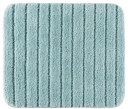 PANA® WC-Vorleger ohne Ausschnitt - 45x50 cm - Farbe: Mint | Elegantes Streifen-Design - Rutschfeste Unterseite - Für Toilette und Gäste-WC - Auch als Duschvorleger - Weiche Mikrofaser