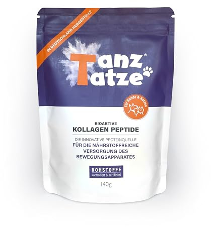 TanzTatze® bioaktive Kollagenpeptide für Hund und Katze – Gelenkpulver auch als Vorsorge – gut verträglich – Aktivkollagen – natürliche Futterergänzung ohne Zusätze I 300 g