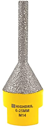 HIGHDRIL Broca de diamante para biselar - Broca de diamante para avellanar para agrandar agujeros de 6-25mm en porcelana, baldosas de cerámica, granito, mármol y cuarzo
