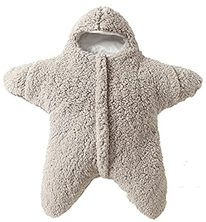 BEAUTYBIGBANG Schlafsack aus Baumwolle Strampler Fußsack, Seestern Form Kinderwagen Pucksack, Einschlagdecke für Babyschale Baby-Schlafsack Wintersack für Mädchen und Jungen (Braun)