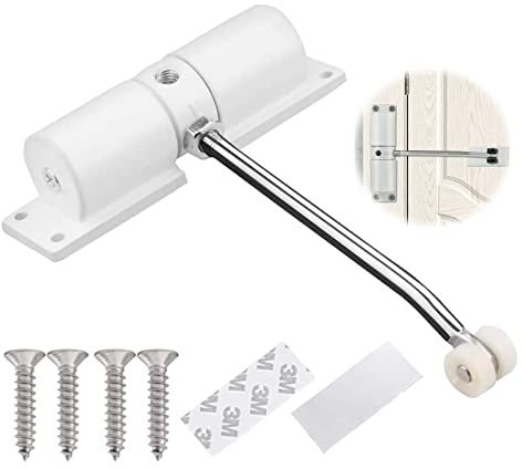 Cierrapuertas automático, Cierrapuertas ajustable Puerta Interior, Cierrapuertas con resorte Cierrapuertas de aleación de zinc con 4 tornillos y palanca de ajuste, la oficina, el dormitorio