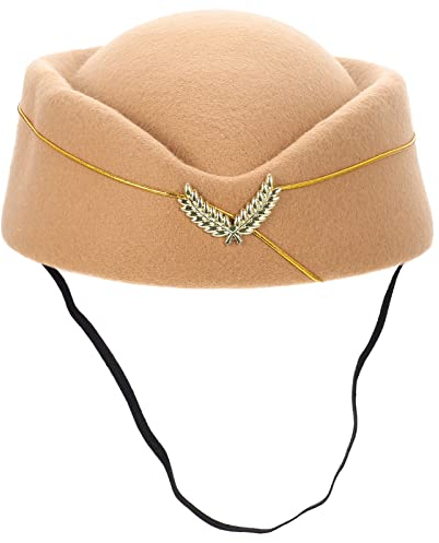 Ciieeo Stewardess Baskenmütze Stewardess-hut Aus Filz, Stewardess-mütze Coachella-mützen Für Baskenmütze Mit Schleife Pilotenmütze 1950er Krawatte Fräulein Vereinigtes Königreich. Wolle