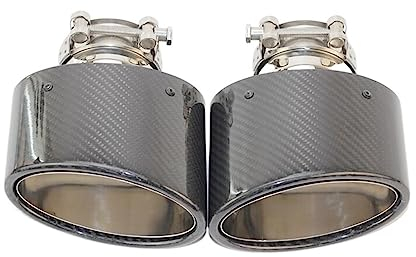 Auto Auspuff Endrohr (2 Stück) ovale, schräge Carbonfaser-Auspuffspitzen, Schalldämpfer-Endrohrspitze Auspuffblende Blenden(76mm Inlet)