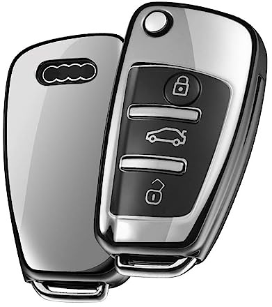 OATSBASF Silikon Autoschlüssel Hülle für Audi A1 A3 A4 A6 Q3 Q5 Q7 Zubehör | Kompatibel mit Audi A1 A3 A4 A6 Q3 Q5 Q7 TT, strapazierfähige Silikon Schlüsselabdeckung, rutschfest und ohne Signalstörung