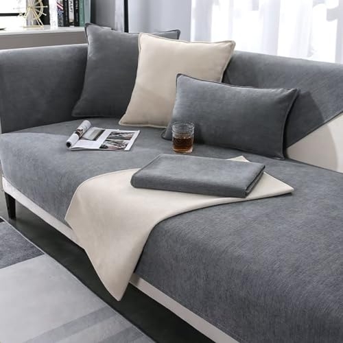 Xinwanhong Sofabezug Anti Rutsch, Vintage Design Sofaschutz Sofaschoner, Ecksofa L Form Sofaüberwurf, Hund Katze Überwurf Hundedecke, Sofa Schutzdecke, Waschbar Couchschoner, Grau, 110 * 160cm