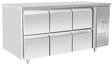 METRO Professional Banco refrigerato GCC31006D, acciaio inox, 204 L, 400 W, termostato digitale, 6 cassetti, argento