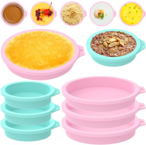 8Pcs Poached Egg Moulds for Air Fryer Silicone Pudding Moulds 4 and 6 Nonstick Round Cupcake Pan Temperature Resistant Multifunctional Ramekins for Making Mini Pie Crusts Egg Muffins
