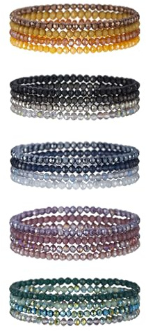 JewelryWe Perlenarmband Damen Elastisch Armband: Boho Kristall Imitation Perlen Stretch-Armband Mehrschichtiges Steine Stapelbare Armkette Armreif Geschenk für Frau Freundin