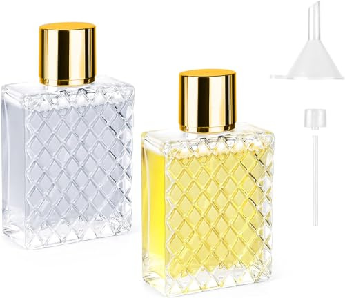 Ysimple 2Pcs 50ml Refillable Perfume Atomiser, Glass Travel Spray Bottle | Perfume Atomisers Refillable, 50ml Glass Perfume Atomiser with Fine Mist Spray, for Travel, Daily Use and Fragrance Storage