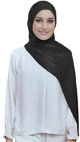 Lina & Lily Sheen Shimmer dam crepe halsduk sjal sjal genomskinlig lätt, Svart, en storlek