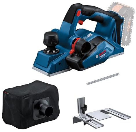 Bosch Professional 18V System cepillo a batería GHO 18V-26 (Brushless, incl. bolsa para polvo, tope paralelo, 1 cuchilla Wood Razor, sin baterías ni cargador)