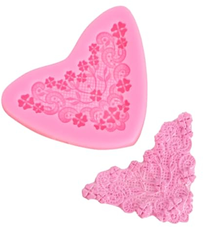 Fondant Silikonform 2 St Tårtspets Präglad Hjärtformad Blommönstrad Silikonform Choklad