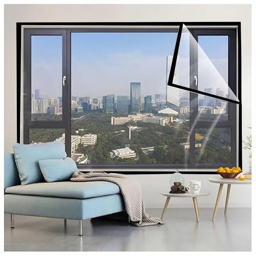 Film Isolant pour Fenêtre,Noir 75x185cm Transparent Isolation Thermique Kit de Film D'isolation de Fenêtre,Anti Froid DIY de Survitrage Thermo Cover Fenêtre