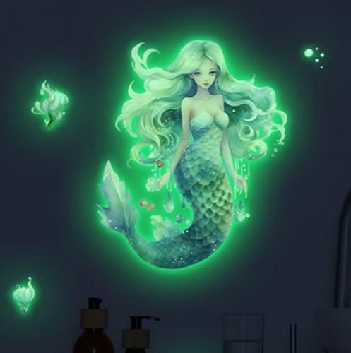 HGDESIGN® Sticker mural lumineux pour abattant de WC, aquarium, monde sous-marin, poisson, décoration de salle de bain (C)