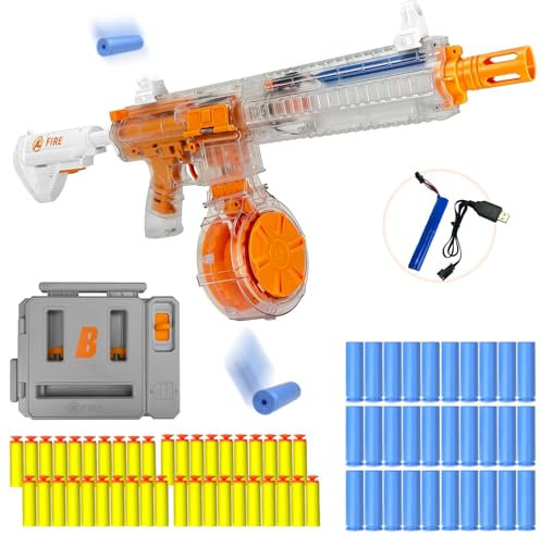 UNIKONIO Elektrische Schaumstoff Blaster Spielzeugpistole, automatische M416 Blaster Pistolen mit rotierender Trommel, 2 Modi, automatischer & manueller Patronenauswurf, Toy Gun Gift fur Kinder - 013