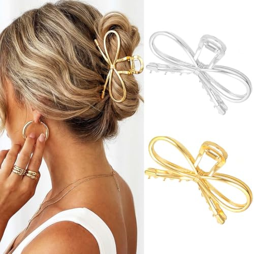 Reaky Bogen-Krallenklemmen Gold Metall Haarklammer ausgefallene Haarkrallen Haarschmuck für Damen