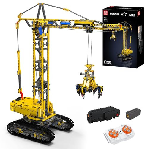 Mould King 17059 Ferngesteuertes Raupenkran Modell, 1731 Teile Technik Kran Bausatz, Klemmbausteine Turmdrehkran Bauklötze als Spielzeug und Geschenk ( ab 14 Jahre alt )