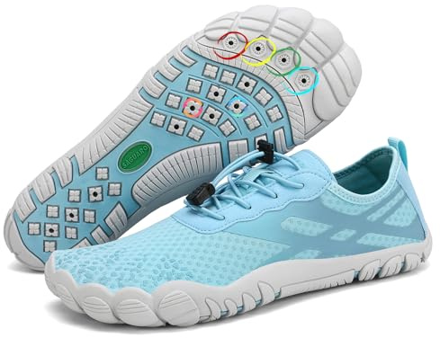 SAGUARO Chaussures Aquatiques Femmes Hommes Séchage Rapide Barefoot Chaussure de Plage deau pour Mer Piscine Surf Nautiques Riviere Baignade Bleu,GR.36