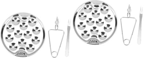 Alipis 2 Juegos De Platos De Acero Inoxidable Con Forma De Caracol Plato Para Caracoles Para El Hogar Plato Clasificado Para Caracoles Tenedor Para Servir Caracoles Abrazadera Para