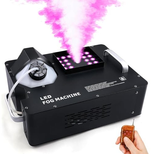 Ridgeyard LED Machine à Fumée DMX 1500 Watts LEDs RGB Machine à Brouillard avec Télécommande sans fil 7m,Réservoir 2.5 L, Idéal pour les soirées disco DJ, Halloween, Noël, Mariage, Effets de Scène